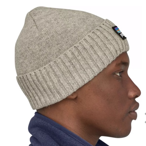 Brand New Patagonia Men's Brodeo Beanie Logo Drifter Grey Recycled Wool & Nylon - Picture 15 of 16
